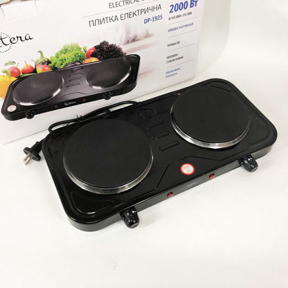 Плита электрическая Suntera DP-1925, электроплита двойная, мощная настольная электроплита. Цвет: черный
