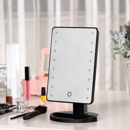Зеркало для макияжа с 16 LED подсветкой Mirror White, Зеркало со светом для макияжа. Цвет: черный