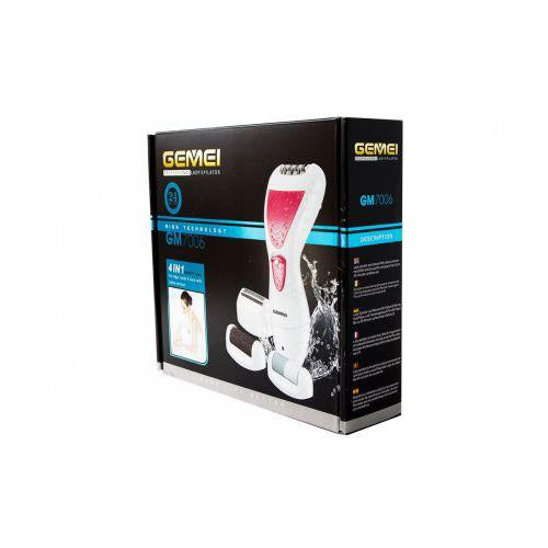 Эпилятор Gemei GM-7006 4в1 - Профеcсиональный беспроводной эпилятор бритва с насадками триммер + пемза