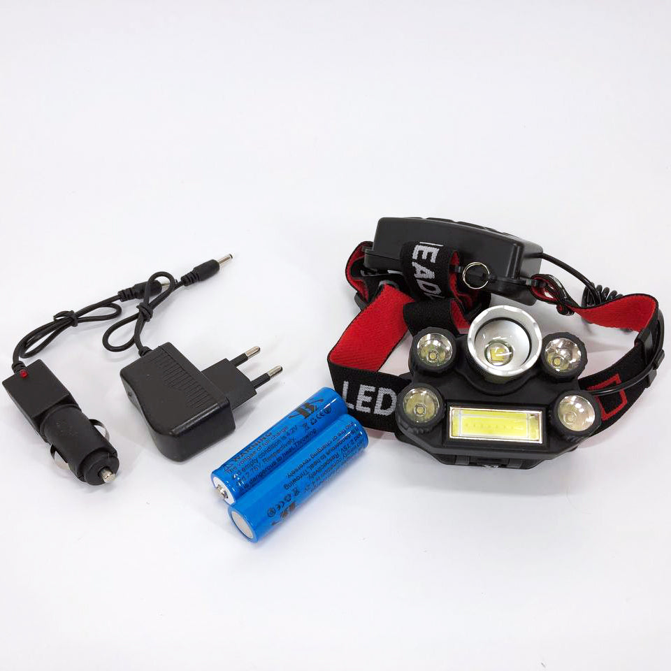 Фонарик налобный Bailong BL-T64-T6+4XPE, светодиодный фонарь на лоб, мощный налобный фонарь для рыбалки