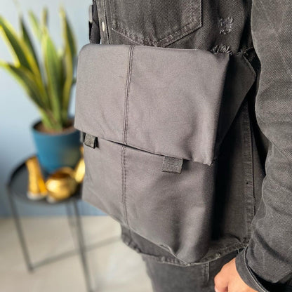 Тактический мессенджер, Мужская сумка черная тканевая, Мужская сумка через плечо кожа