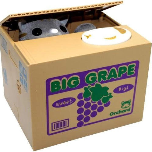 Детская сейф копилка воришка монет в коробке