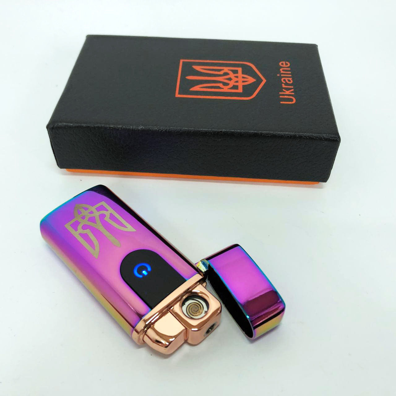 Электрическая и газовая зажигалка Украина, аккумуляторная зажигалка спиральная HL-431. Цвет: хамелеон