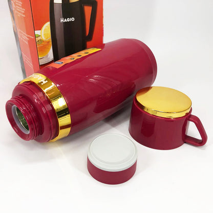Термос Magio MG-1050R со стеклянной колбой, Термос для питьевой воды, Термос из нержавейки. Цвет: красный