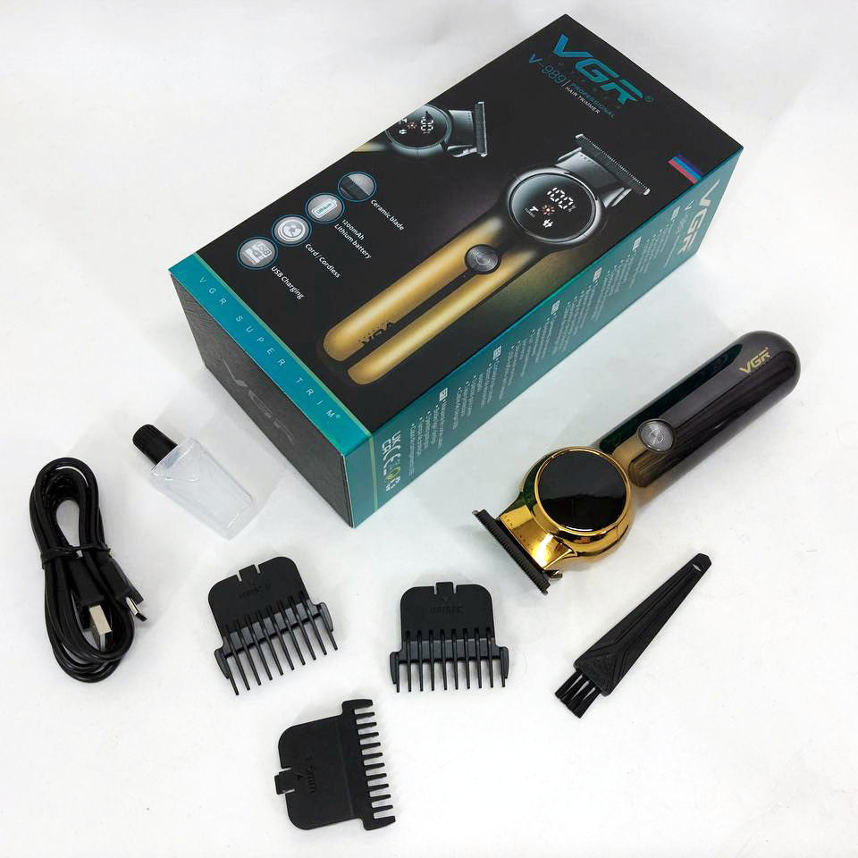 Триммер для бороды и усов VGR V-989 7000 об. Машинка для стрижки, окантовки керамика+сталь. Цвет: черный