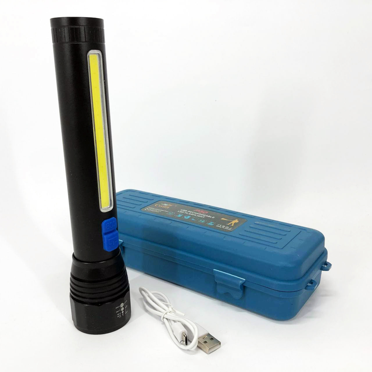 Фонарь ручной с оптическим зумом CB-C13-P50+COB, Мощный аккумуляторный лед фонарик, Лед фонарь ручной