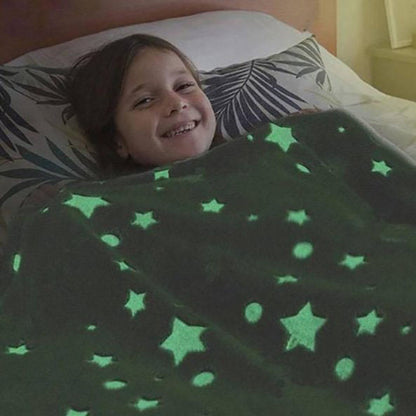Светящийся в темноте плед плюшевое покрывало Blanket kids Magic Star 150х100 см флисовое одеяло. Цвет: серый