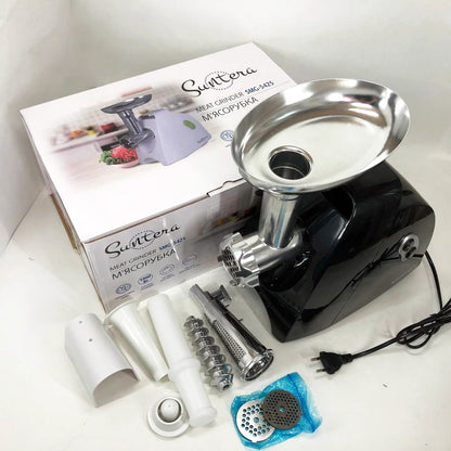 Мясорубка Suntera SMG-5425B, электрическая мясорубка с насадками, электромясорубка для шинковки