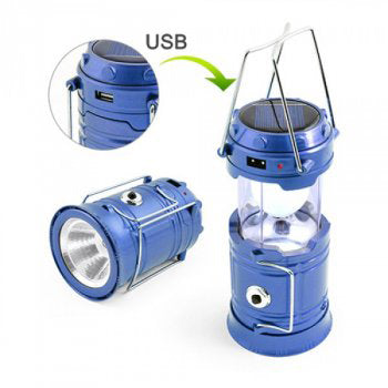 Туристический фонарь-лампа на солнечной батарее с функцией павербанка CAMPING MH-5800T. Цвет: синий