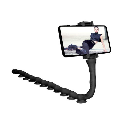 Гибкий держатель для телефона с присосками универсальный Cute Worm Lazy Holder. Цвет: черный