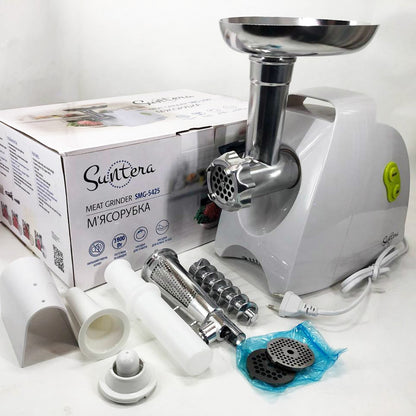 Мясорубка Suntera SMG-5425W, мясорубка-соковыжималка, электрическая мясорубка с насадками для дома