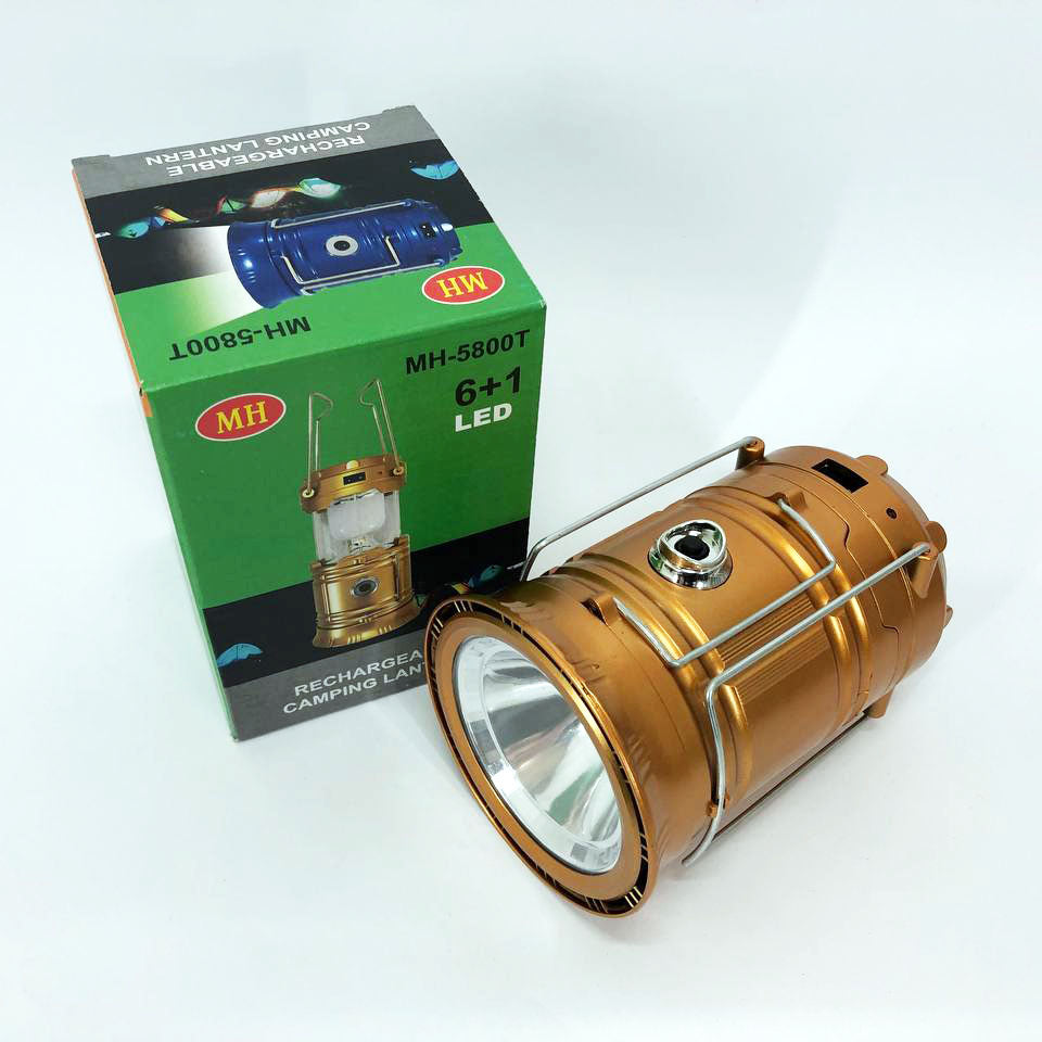 Туристический фонарь-лампа на солнечной батарее с павером CAMPING MH-5800T (6+1 LED). Цвет: коричневый