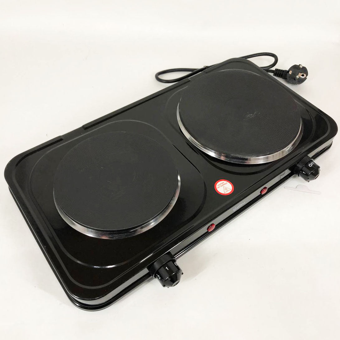 Плитка настільна електрична Suntera DP-1935B, 2500 W, 2 конфорки різного діаметру. Колір: чорний