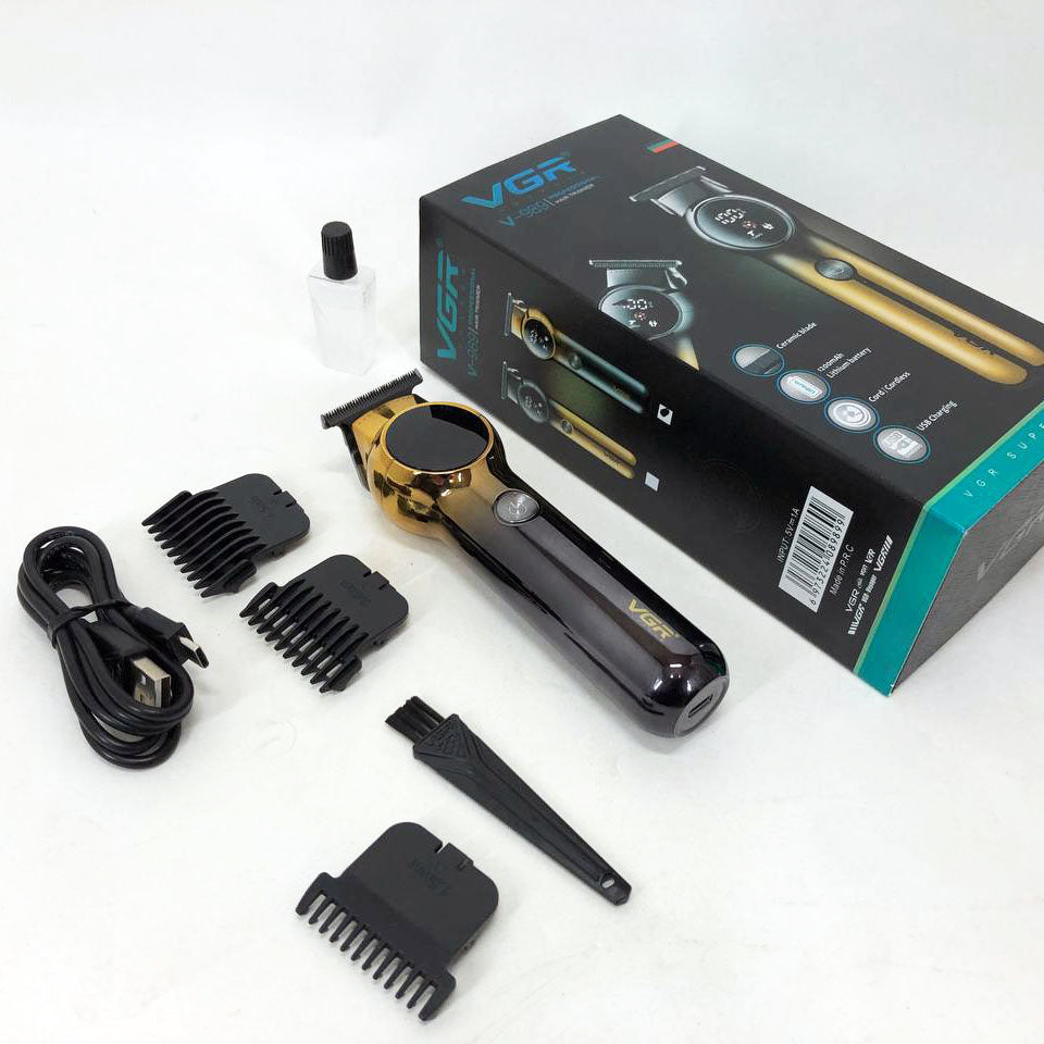 Триммер для бороды и усов VGR V-989 7000 об. Машинка для стрижки, окантовки керамика+сталь. Цвет: черный