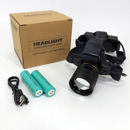 Яркий налобный фонарь Bailong BL-8076-2-GT100, Фонарь аккумуляторный для рыбалки, Фонарь на голову