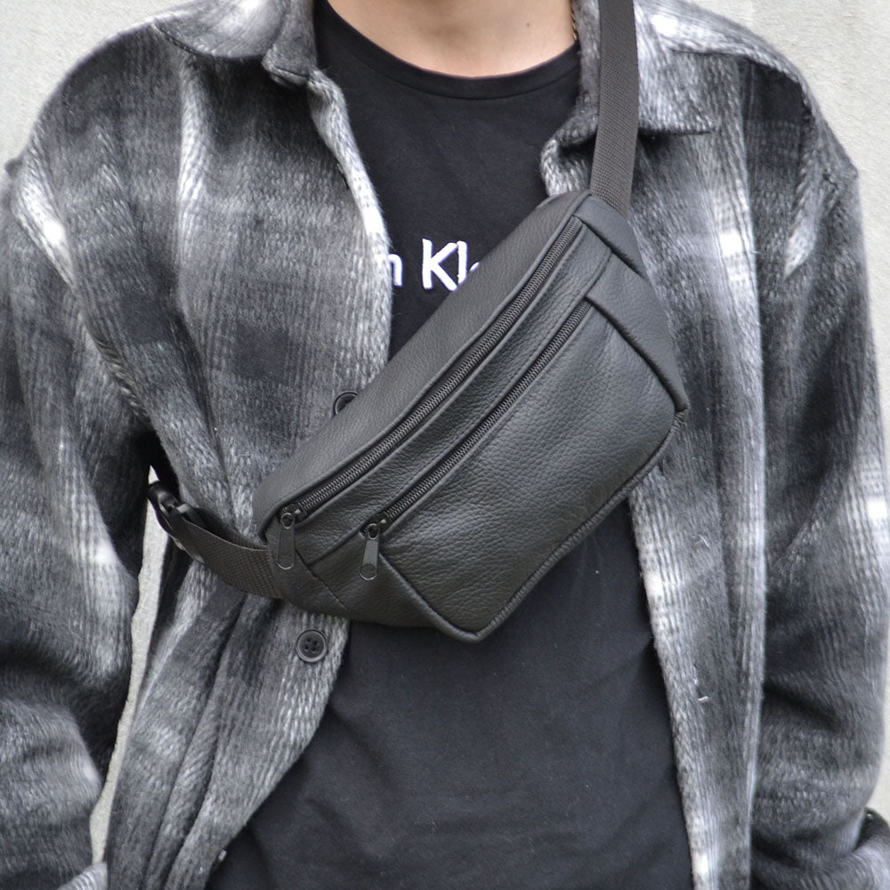 Мужская бананка из натуральной кожи, Бананка для мужчин, Бананка напоясная сумка, бананка вместительная