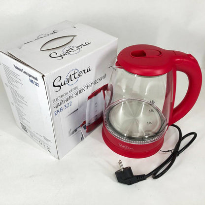 Электрочайник Suntera EKB-322R 1500 Вт, чайники с подсветкой, электрочайники с подсветкой. Цвет: красный