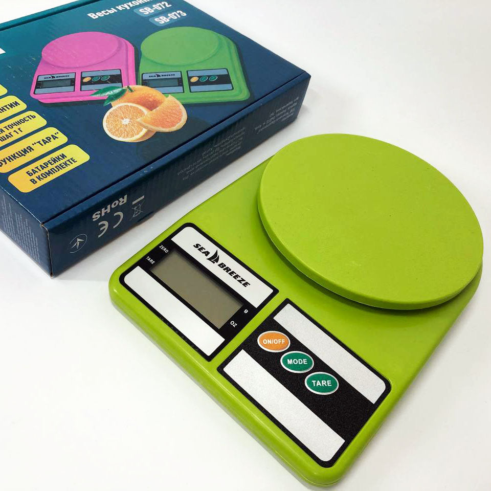 Весы кухонные SeaBreeze SB-073, Электрические кухонные весы, Точные кухонные весы. Цвет: зеленый