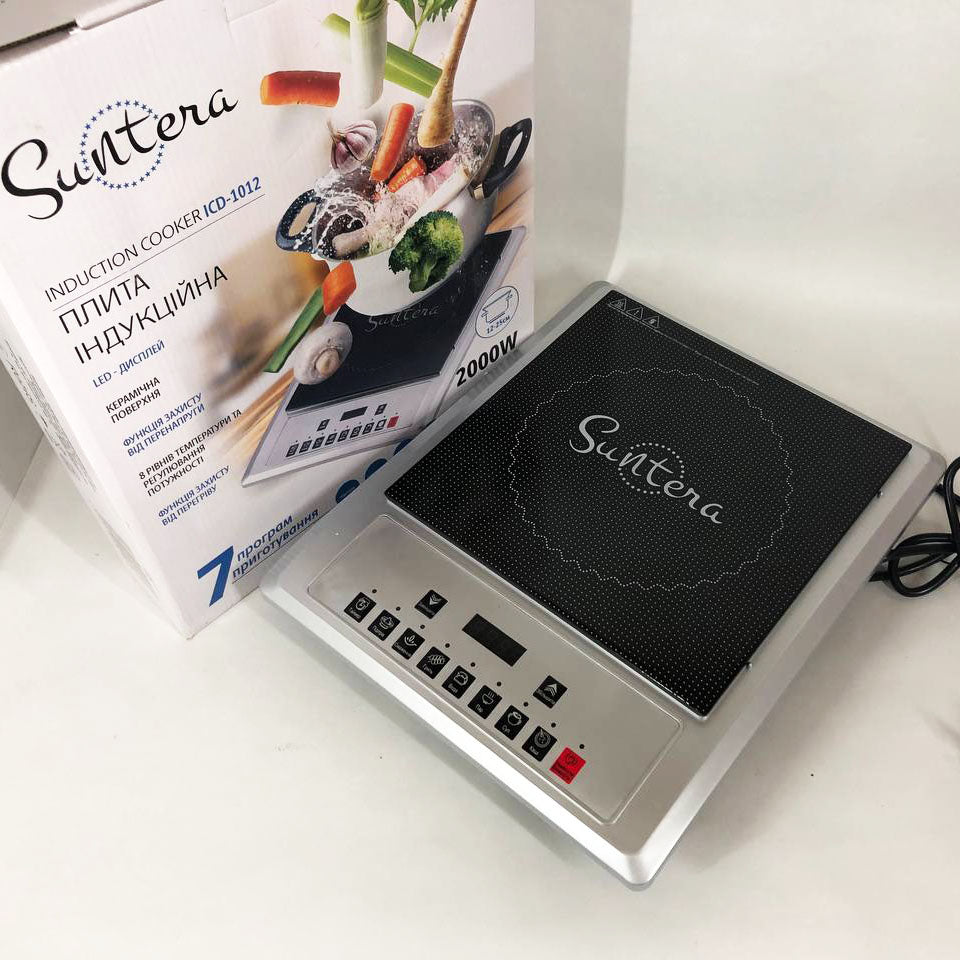 Плитка индукционная Suntera ICD-1012, 2000 Вт, индукционная плита мини, электроплита инфракрасная