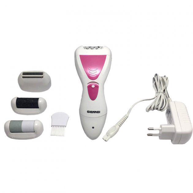 Эпилятор Gemei GM-7006 4в1 - Профеcсиональный беспроводной эпилятор бритва с насадками триммер + пемза