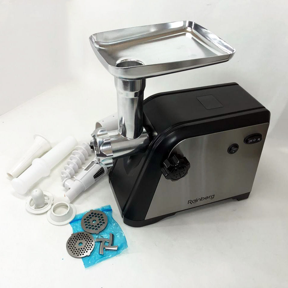 Мясорубка Rainberg RB-672 3000W электрическая с реверсом и соковыжималкой, мясорубка электрическая металл