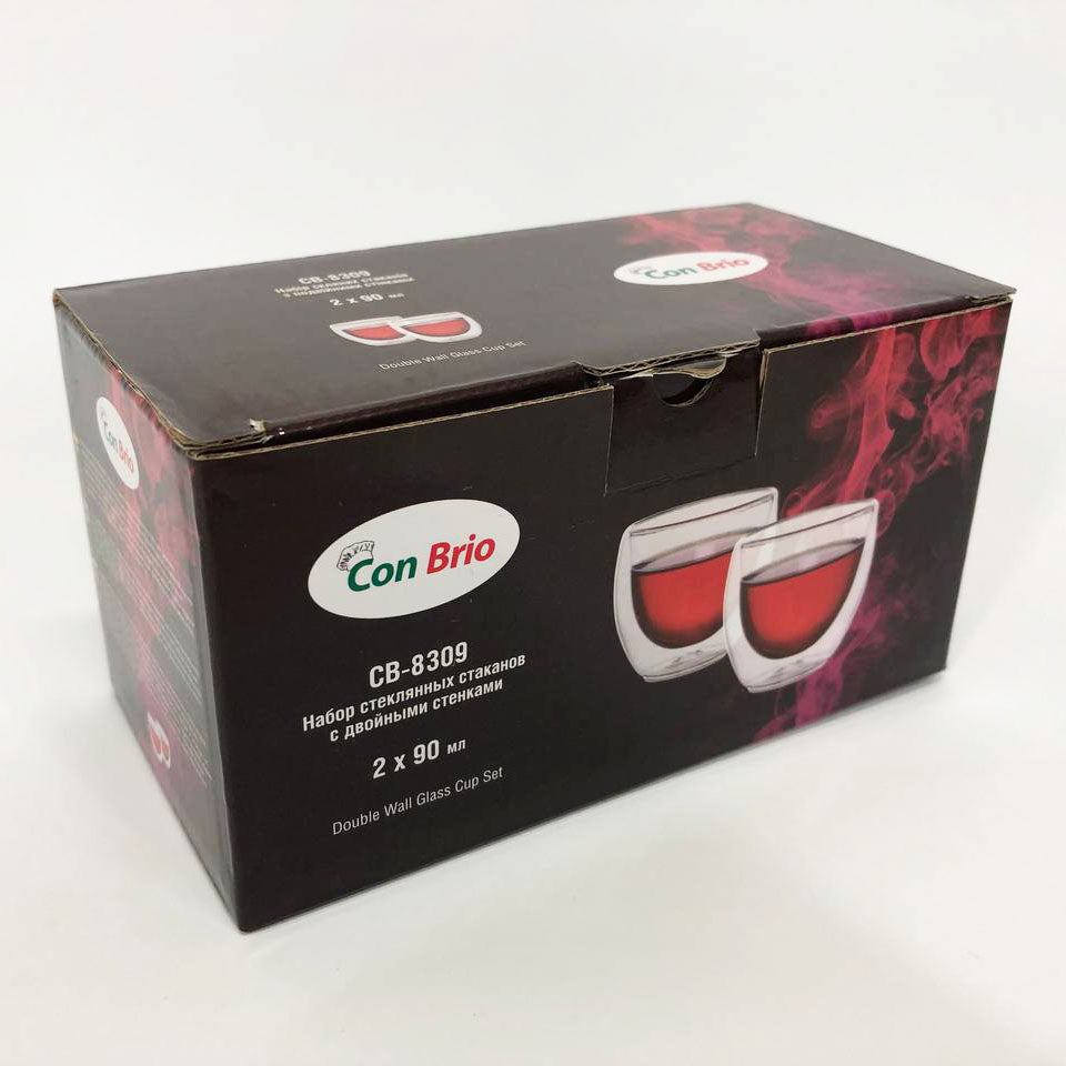 Набір склянок з подвійним дном Con Brio CB-8309-2 90 мл 2 шт. скляні чашки з подвійним дном.