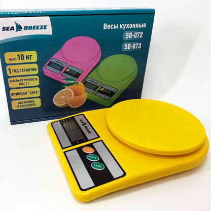 Весы кухонные SeaBreeze SB-071, Электрические кухонные весы, Точные кухонные весы. Цвет: желтый
