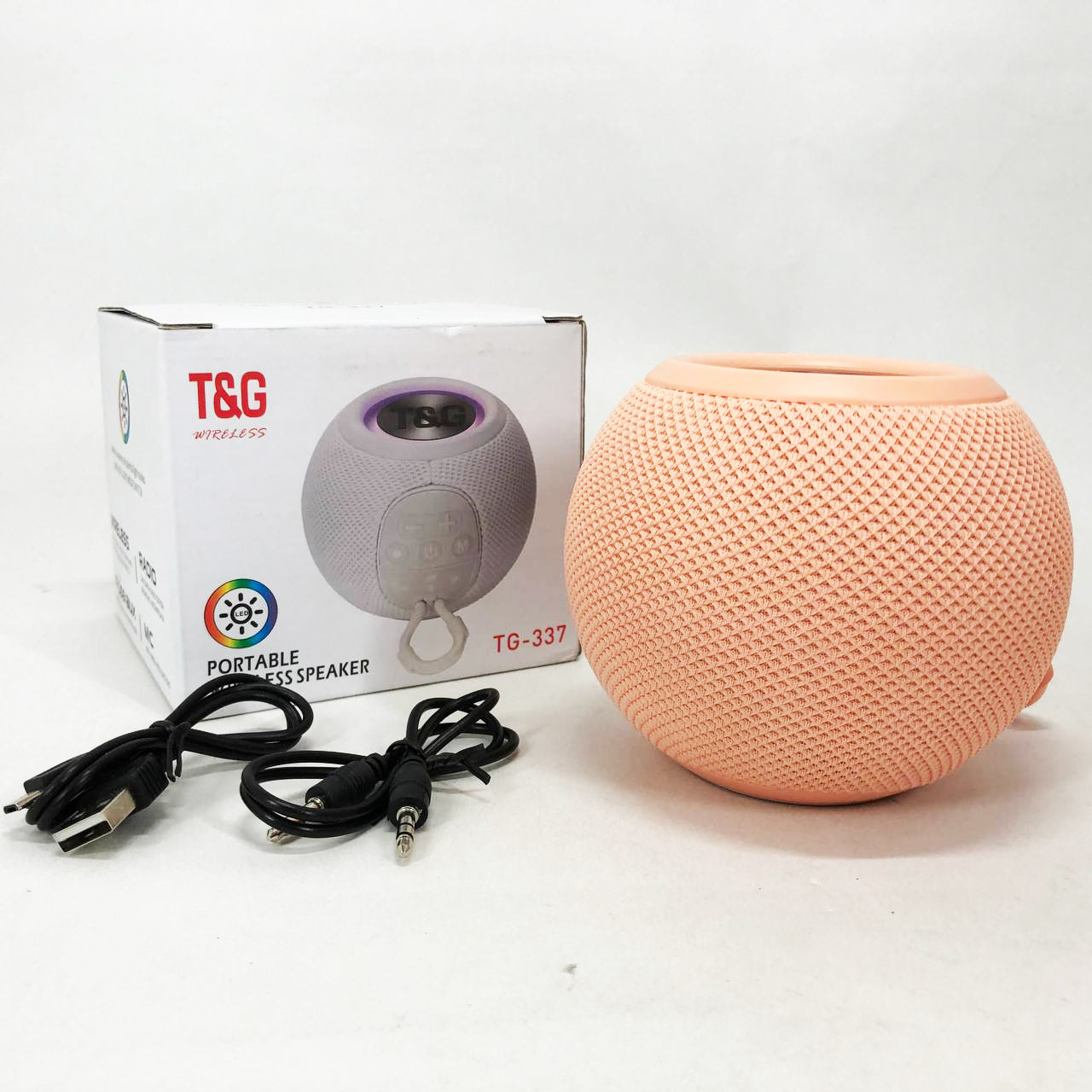 Беспроводная мощная колонка TG337 с Bluetooth, RGB-подсветкой и радио. Цвет: розовый