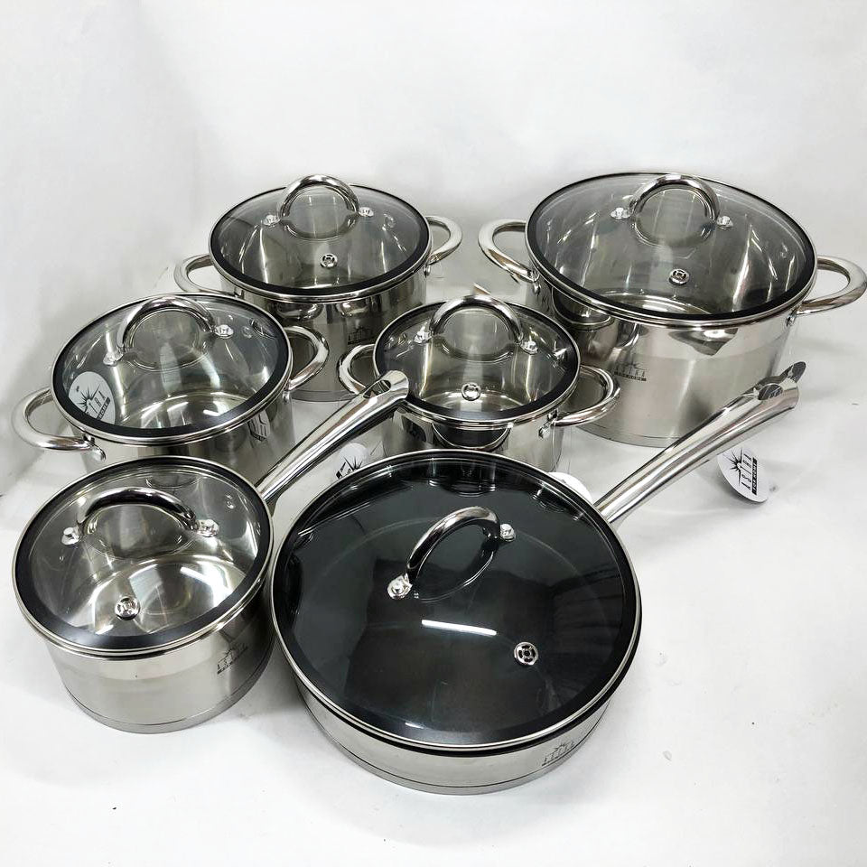 Набор посуды 12 предметов ASTRA A-2412, набор казанов, набор кастрюль из нержавеющей стали