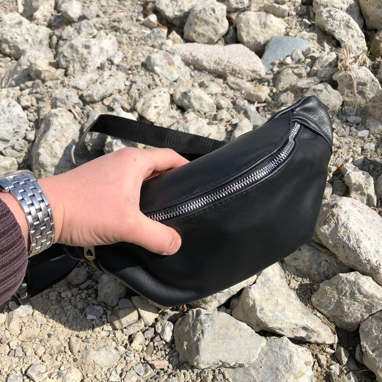 Бананка кожаная. Сумка на пояс из кожи, Универсальная сумка нагрудная, Практичная сумка на пояс