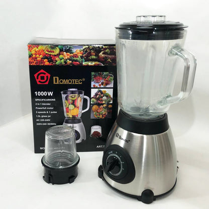 Блендер с кофемолкой 2 в 1 Domotec MS-6610 чаша из стекла 1000 Вт, переносной, блендер чаша измельчитель