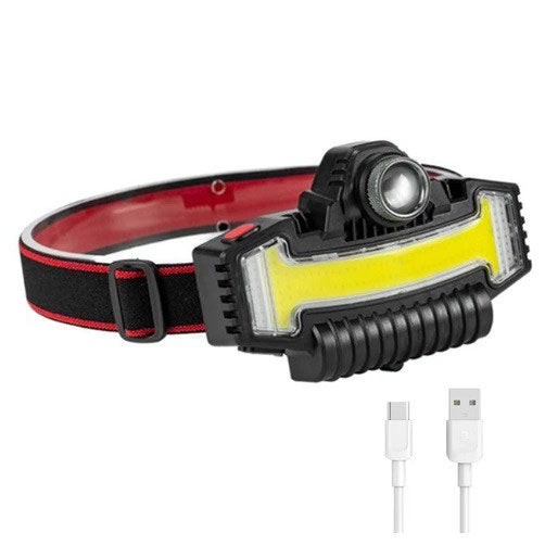 Налобный фонарик Bailong BL-W685-LTS+COB+RGB, 5 режимов, водостойкий, ударостойкий, USB кабель Type-c