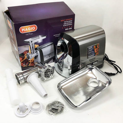 Мясорубка Magio MG-269, 2400 W, мясорубка электрическая металл, мясорубка с металлическим редуктором