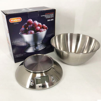 Весы кухонные на 5 кг из нержавеющей стали MAGIO MG-695, весы мини, Весы кухонные со съемной чашей