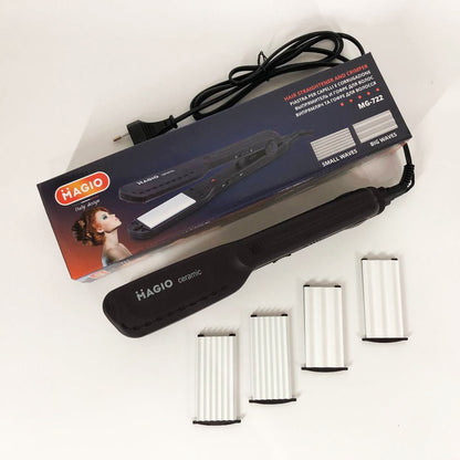 Щипцы для волос MAGIO MG-722 с насадками для гофре, Плойка выравниватель, Выпрямитель для волос 2в1