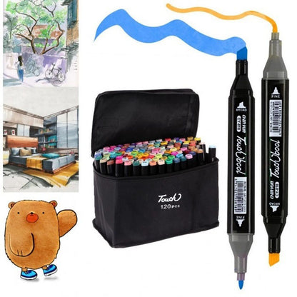 Набор скетч маркеров для рисования Touch 120 шт двусторонние профессиональные фломастеры для художников