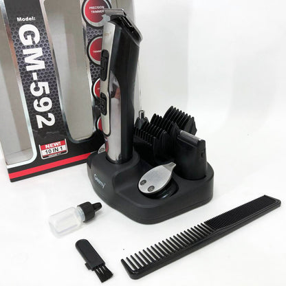 Машинка для стрижки 10в1 GEMEI GM-592, тример для бороды, триммер беспроводной. Цвет: черный