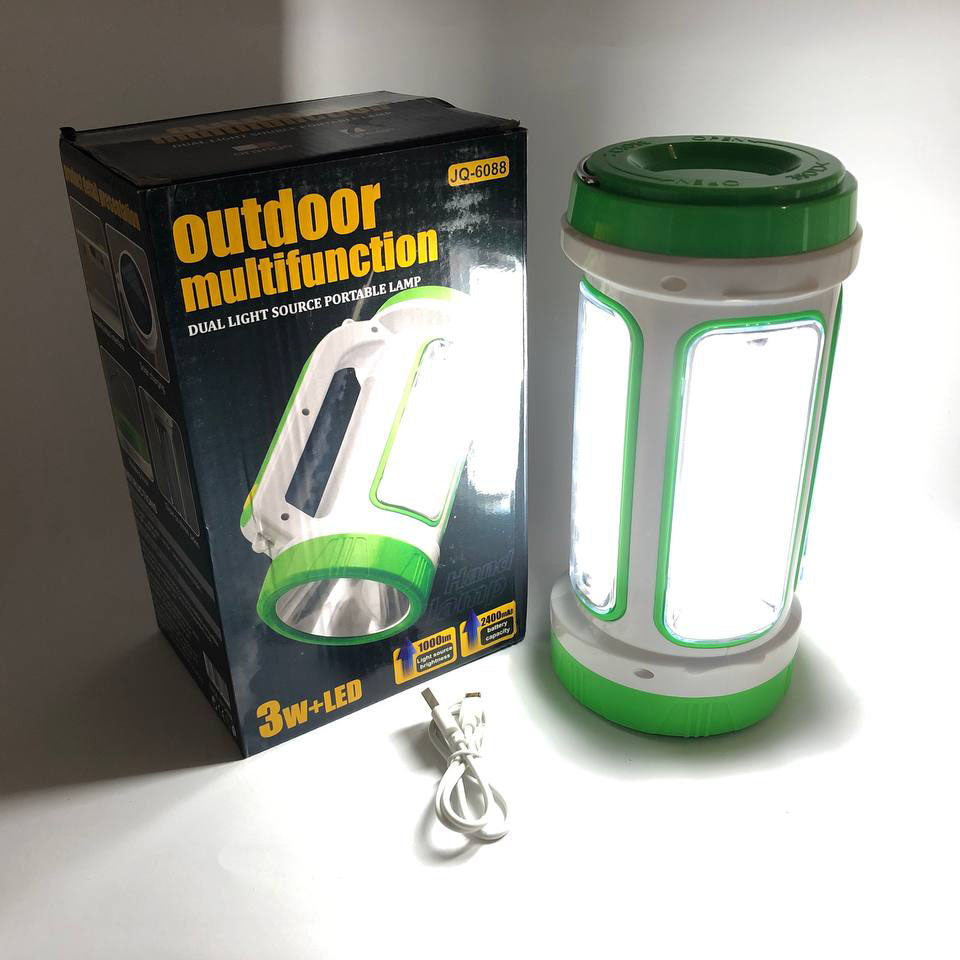 Фонарь переносной кемпинг 6088-LED+COB с функцией PowerBank, кемпинговый светильник. Цвет: зеленый
