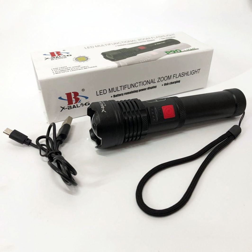 Фонарик светодиодный с аккумулятором X-Balog BL-X72-P90, фонарь ручной мощный, тактичный фонарь