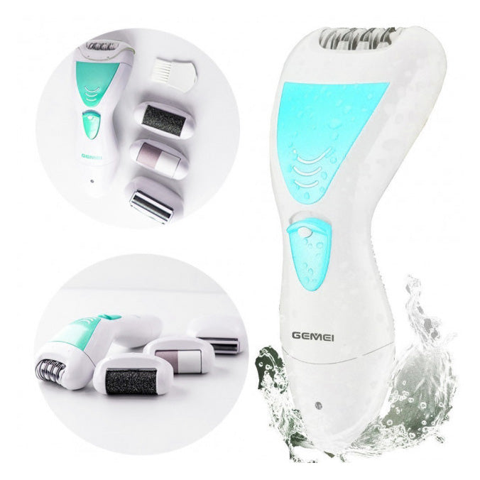 Эпилятор Gemei GM-7006 4в1 - Профеcсиональный беспроводной эпилятор бритва с насадками триммер + пемза