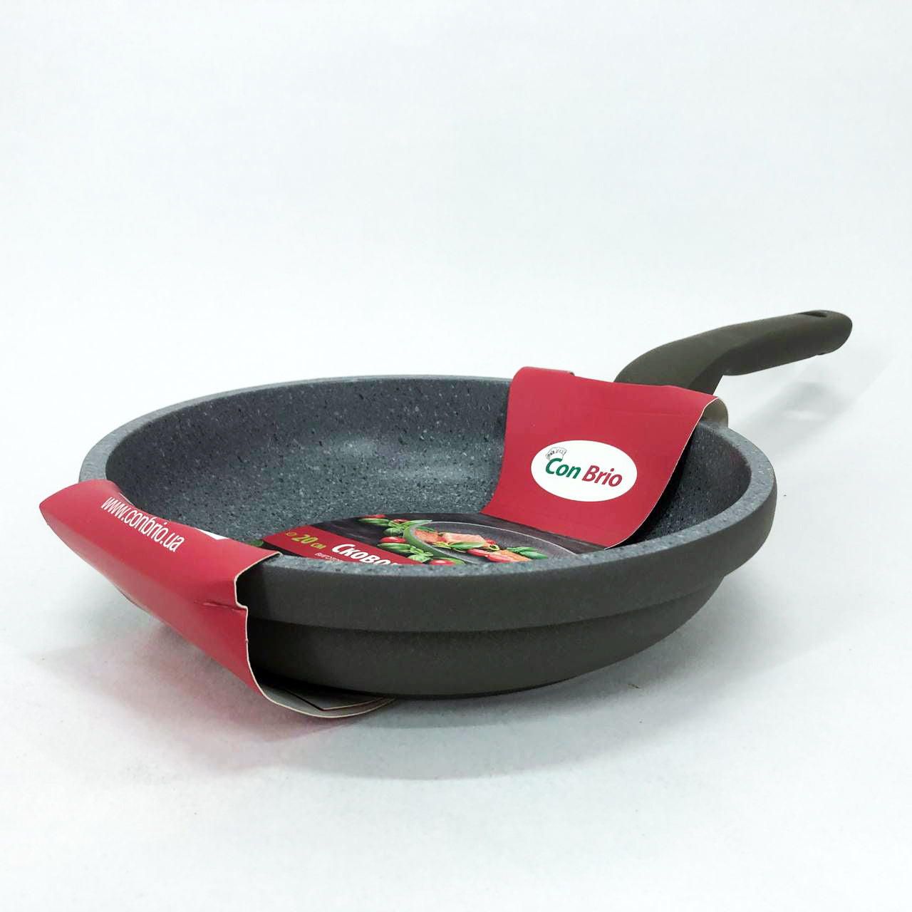 Сковорода Con Brio CB-2026 Eco Granite Premium 20 см, Сковорода для дома качественная. Цвет: серый