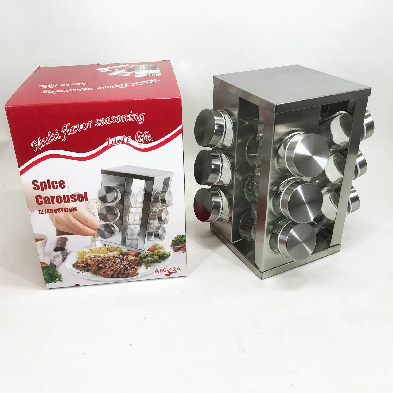 Набор емкостей для специй на подставке UNIQUE 12 в 1 Квадрат Органайзер для приправ, Стойка для специй