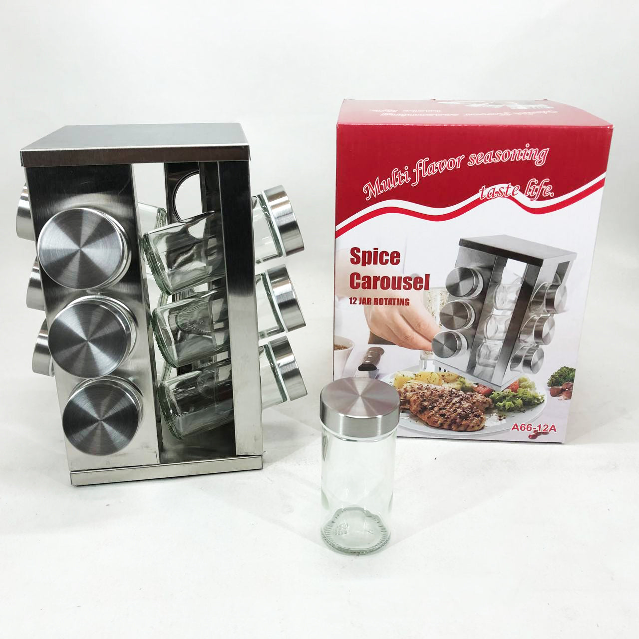 Набор емкостей для специй на подставке UNIQUE 12 в 1 Квадрат Органайзер для приправ, Стойка для специй