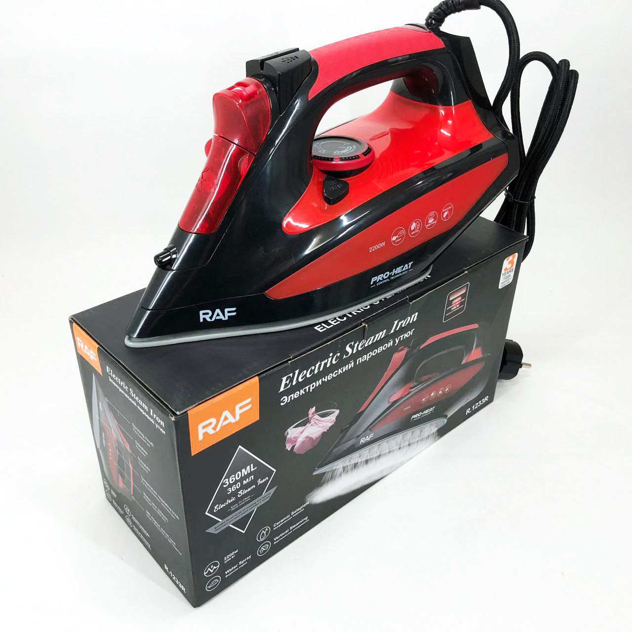 Утюг с керамической подошвой RAF R.1233 мощность 2200Вт 320 мл
