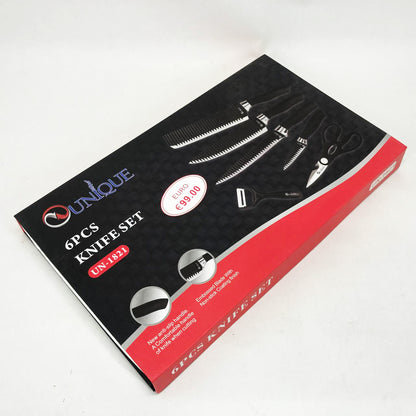 Набор ножей UNIQUE UN-1821 6 шт кухонные ножи ножницы и овощечистка