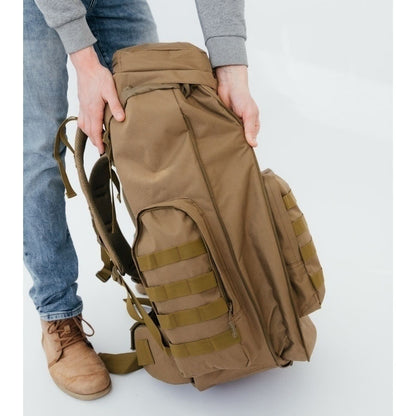 Армейский рюкзак тактический 70 л  + Подсумок  Водонепроницаемый туристический рюкзак. Цвет: койот