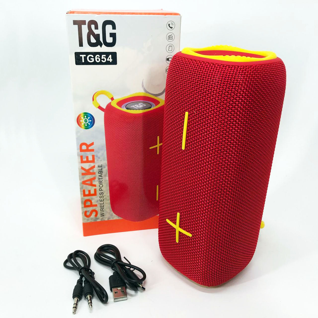Портативная Bluetooth колонка TG654 8W с подсветкой, блютуз колонка для улицы. Цвет: красный
