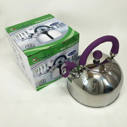 Чайник Unique со свистком UN-5302 2.5 л, красивый чайник для газовой плиты. Цвет: фиолетовый