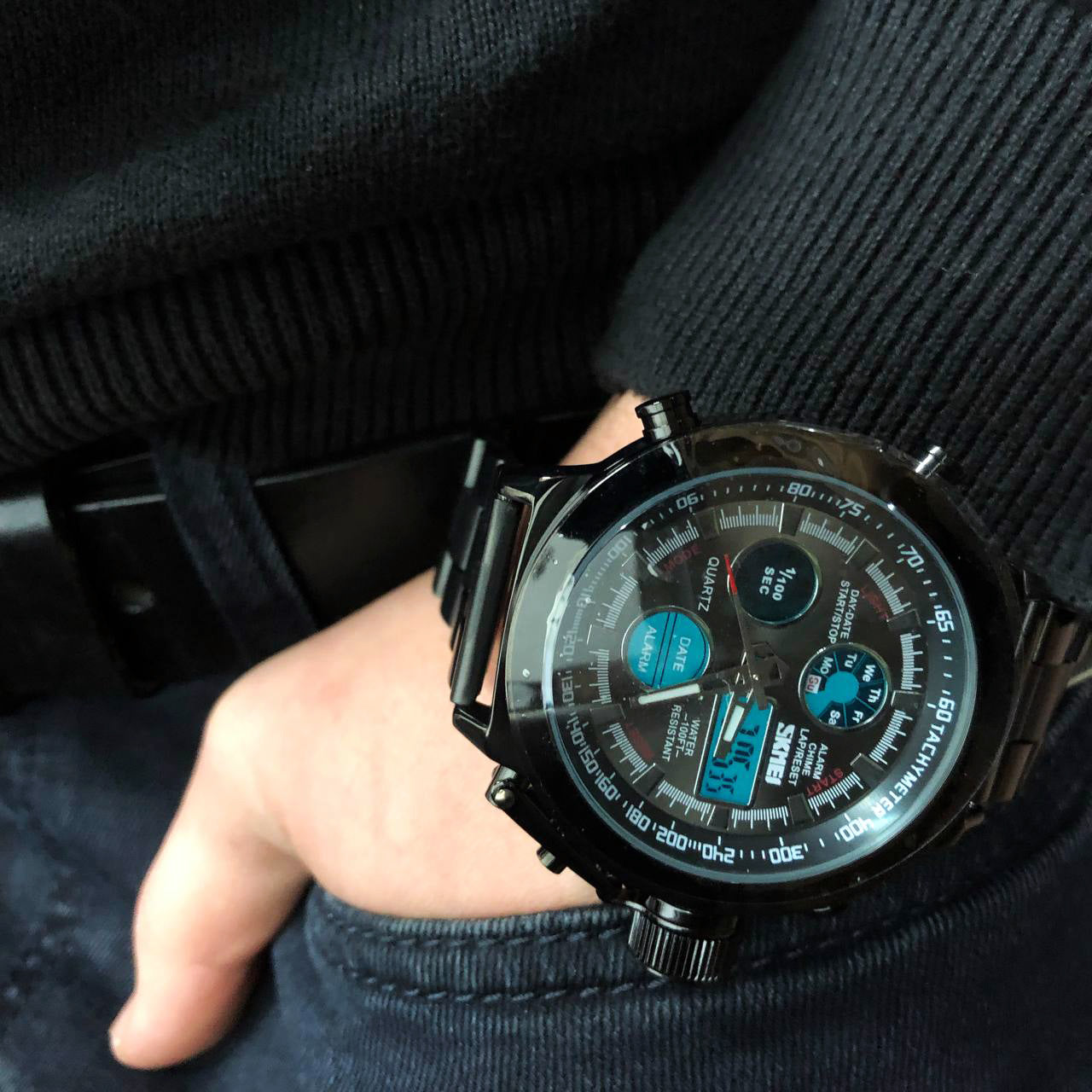 Часы наручные мужские SKMEI 1515BK BLACK, часы наручные электронные тактические. Цвет: черный