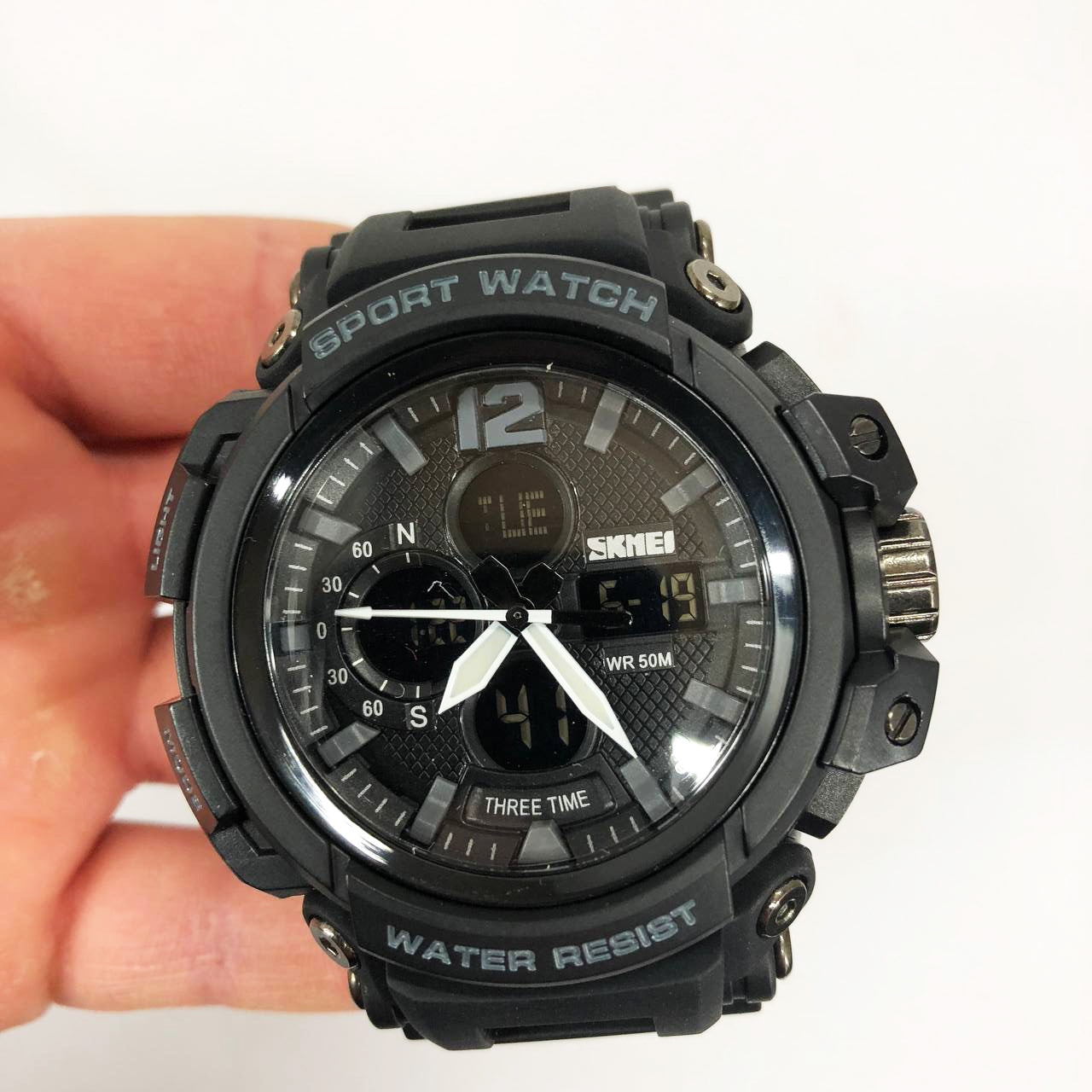 Часы наручные мужские SKMEI 1343BK BLACK, часы тактические противоударные. Цвет: черный